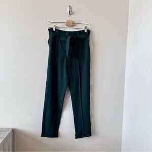 BLACK Tape_ Forest Green High Rise Belted Tapered Trouser (Size:XS)